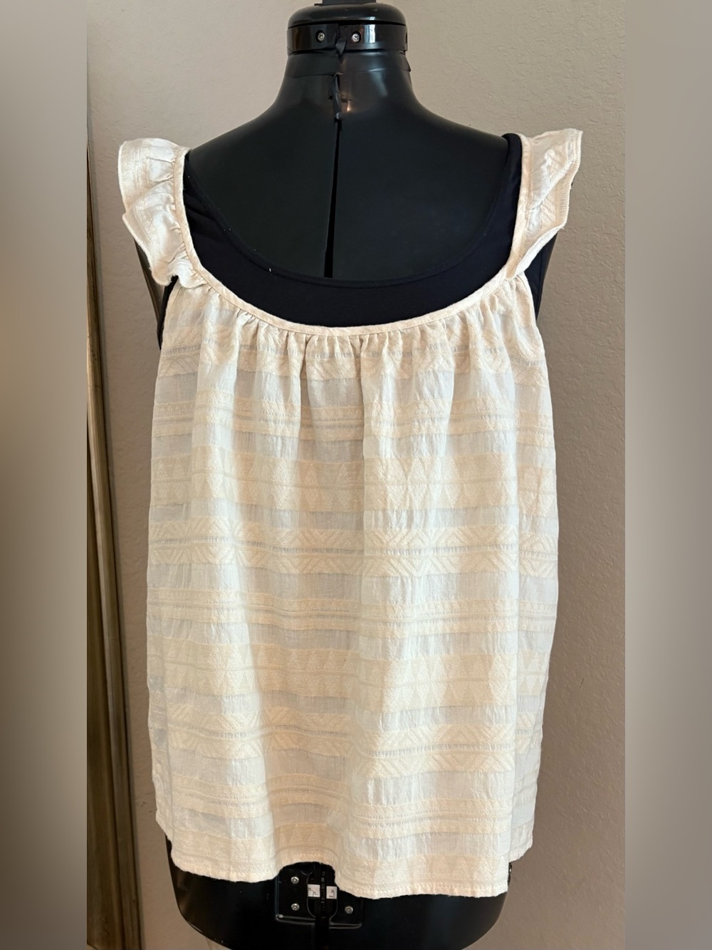 Anthropologie Self Contrast Top L Y2K Sasha Babydoll Cami Cropped Boho Cotton